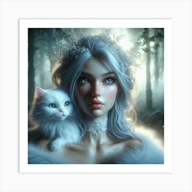 Fairy With A Cat Art Print