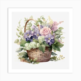 Basket Of Flowers 1 Art Print