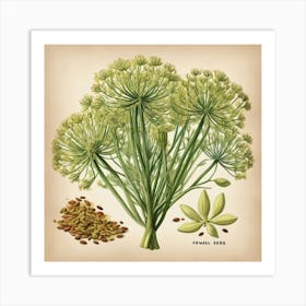 Fennel Seeds flower plants painting art print Art Print