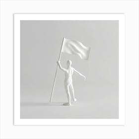 White Man Holding A Flag Art Print