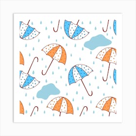 Rain Umbrella Pattern Water Art Print