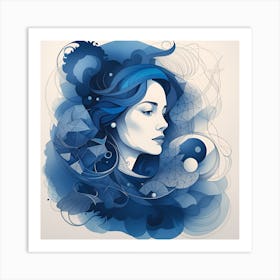 Woman With Blue Hair Art Print