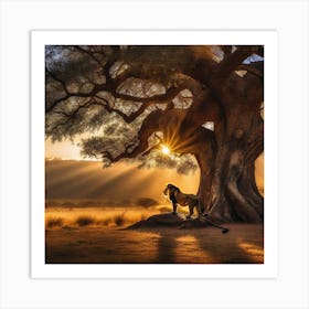 Lion And The Tree 2 Art Print