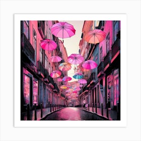 Pink Umbrellas 1 Art Print