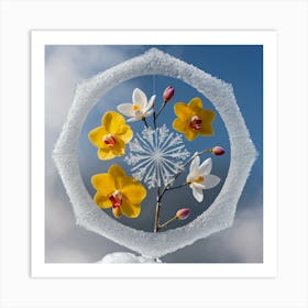 Flowers In The Snow Art Print