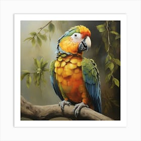 Parrot On A Branch Art Print