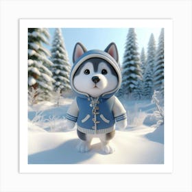 Husky Dog In Winter Art Print