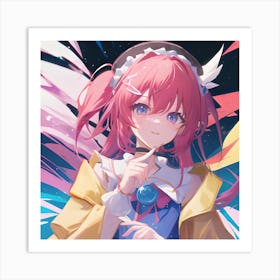 Anime Girl With Pink Hair 6 Art Print