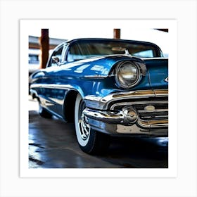 Classic Car In A Garage Art Print