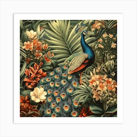 Peacock In The Jungle 2 Art Print