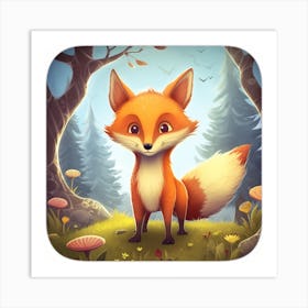 Fox In The Forest 1 Art Print