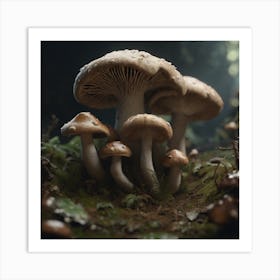 Mushrooms In The Forest 18 Art Print