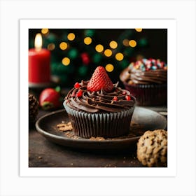 Leonardo Kino Xl Christmas Dessert With Chocolate And Strawber 0 Art Print