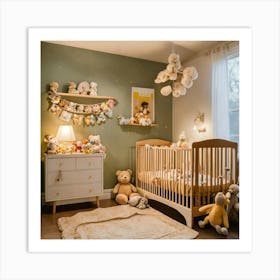 A Photo Of A Baby Crib With A Baby Sleeping In It 3 Art Print