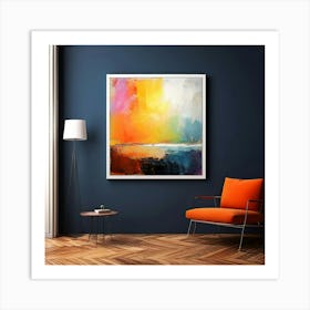 Mock Up Canvas Framed Art Gallery Wall Mounted Textured Print Abstract Landscape Portrait (9) Art Print