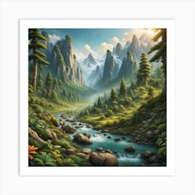 River In The Mountains Art Print