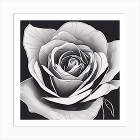 Black And White Rose 2 Art Print