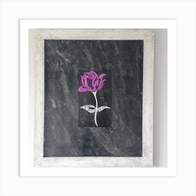 Rose On Chalkboard Art Print