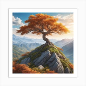 Lone Tree On Top Of Mountain 64 Art Print