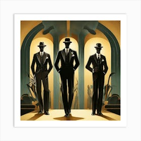 Art Deco men's Silhouettes 2 Art Print