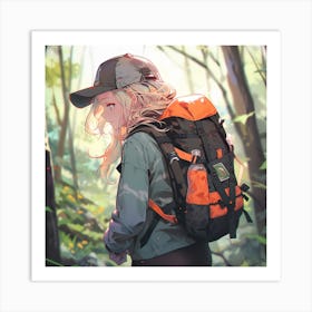 Anime Girl In The Woods 2 Art Print
