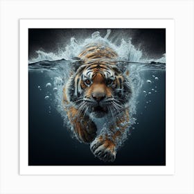 Tiger Swimming Underwater Art Print