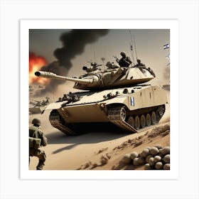 Israeli Tanks In The Desert 12 Art Print