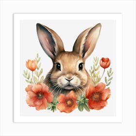 Bunny With Flowers 4 Art Print