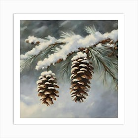 Pine Cones In The Snow 1 Art Print