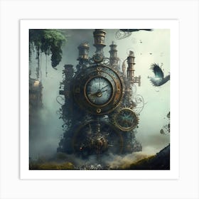 Steampunk Clock Art Print