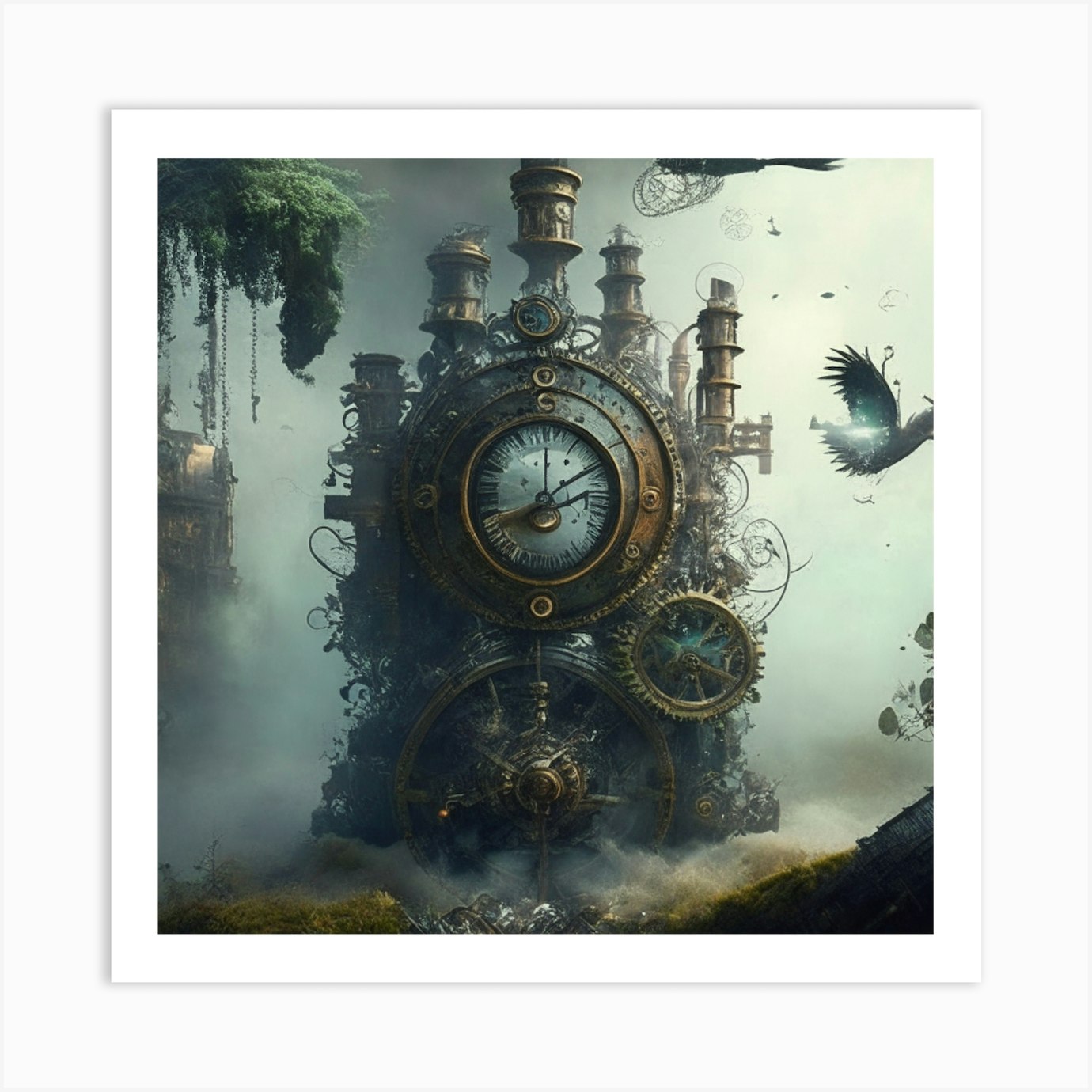 Fantasy Steampunk Clock Flowers · Creative Fabrica