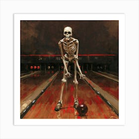 Skeleton Bowling Art Print