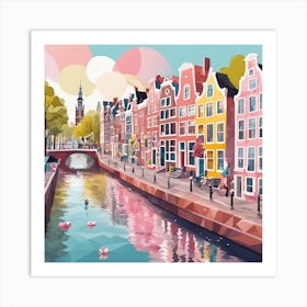 Amsterdam City Low Poly (10) Art Print