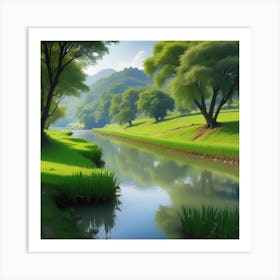 River Landscape 1 Art Print