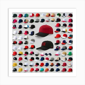 Many Baseball Caps Art Print