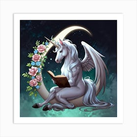 Unicorn Reading A Book 2 Art Print