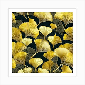 Gold Ginkgo Leaves 2 Art Print