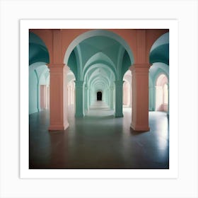 Pink And Blue Hallway 3 Art Print