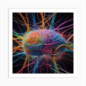 Brain With Colorful Wires 1 Art Print