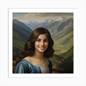 Girl In The Mountains 2 Art Print