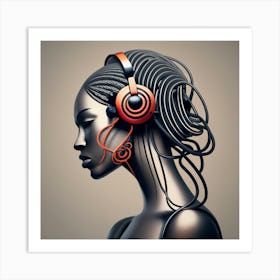 Woman With Headphones 61 Art Print