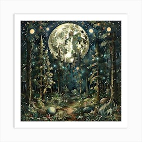 Full Moon In The Forest Art Print