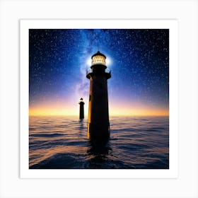 Firefly Black Lighthouses Over Cosmic Oceans On Venus 9859 Art Print