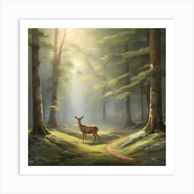 Deer In The Forest Art Print