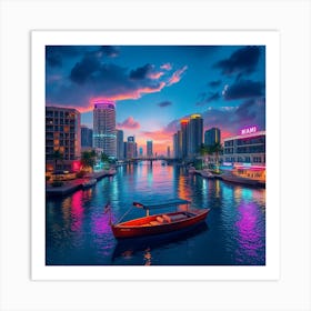 Sunset In Miami Art Print