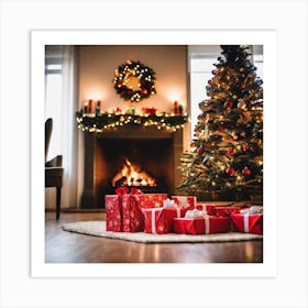 Christmas Tree In The Living Room 3 Art Print