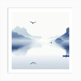 Misty Lake Art Print