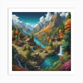 Village In The Mountains Art Print