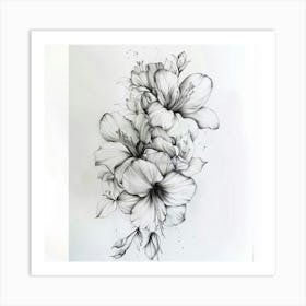 Black And White Flowers Art Print