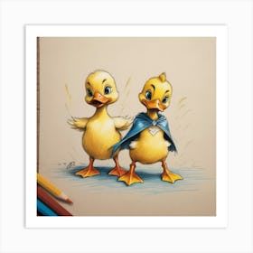 Ducks In Capes 1 Art Print